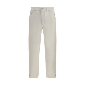 White Cotton Straight-Leg Jeans