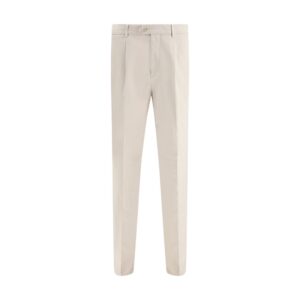 Beige Cotton Casual Pants