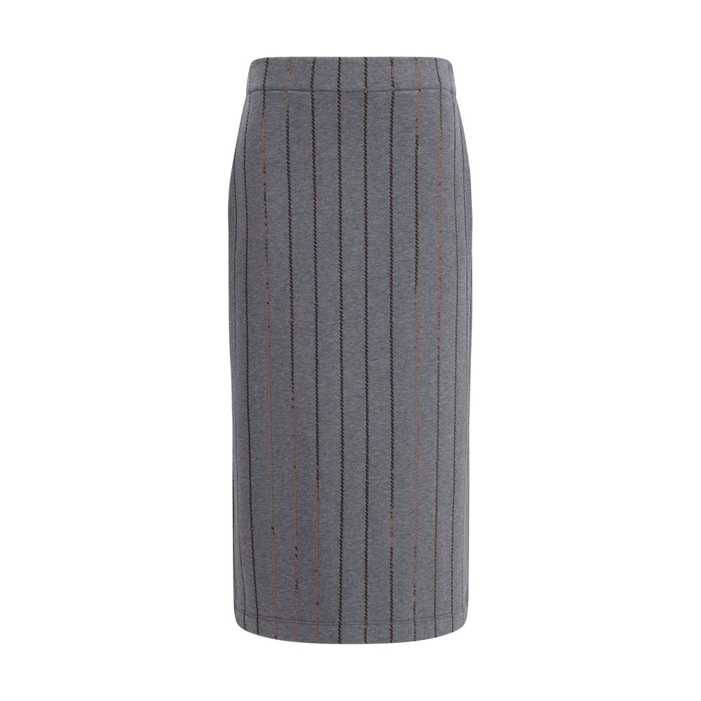 Brunello Cucinelli - Gray Cotton Midi Skirt