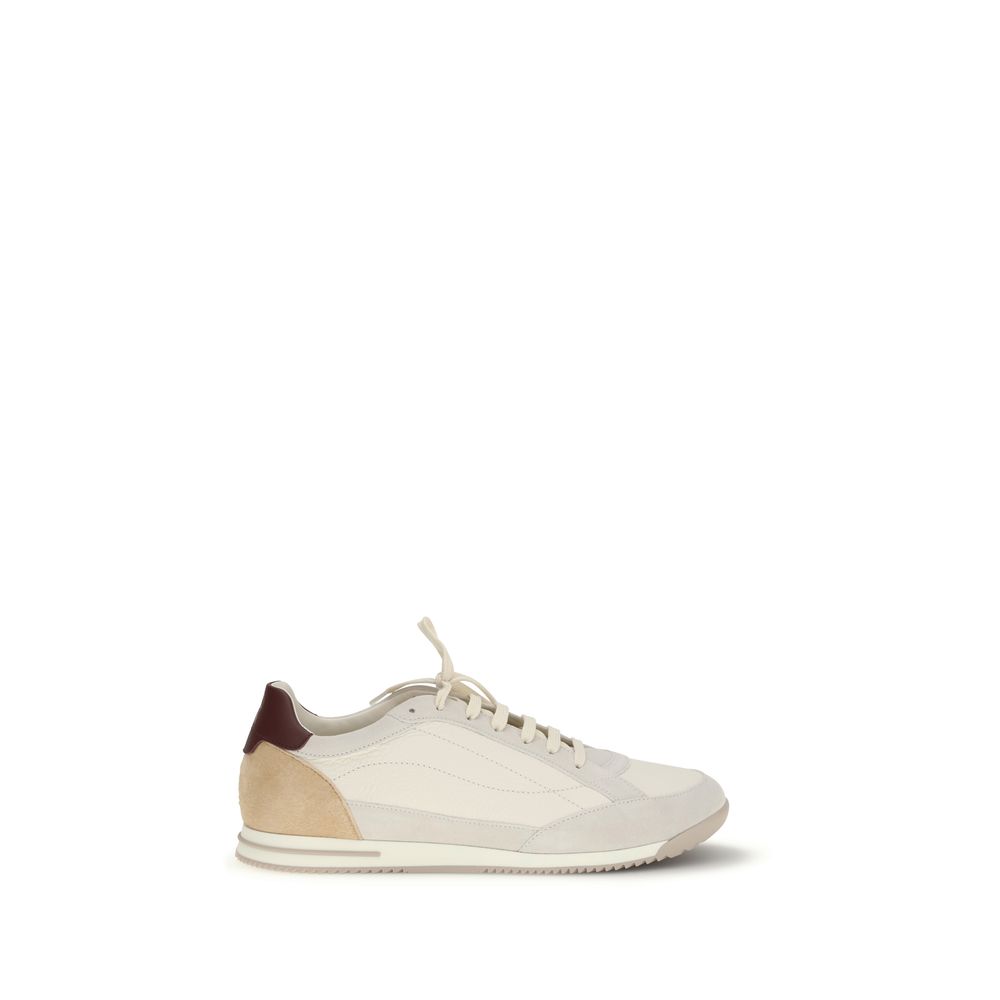 Brunello Cucinelli - Beige Calf Leather Bos Taurus Sneakers