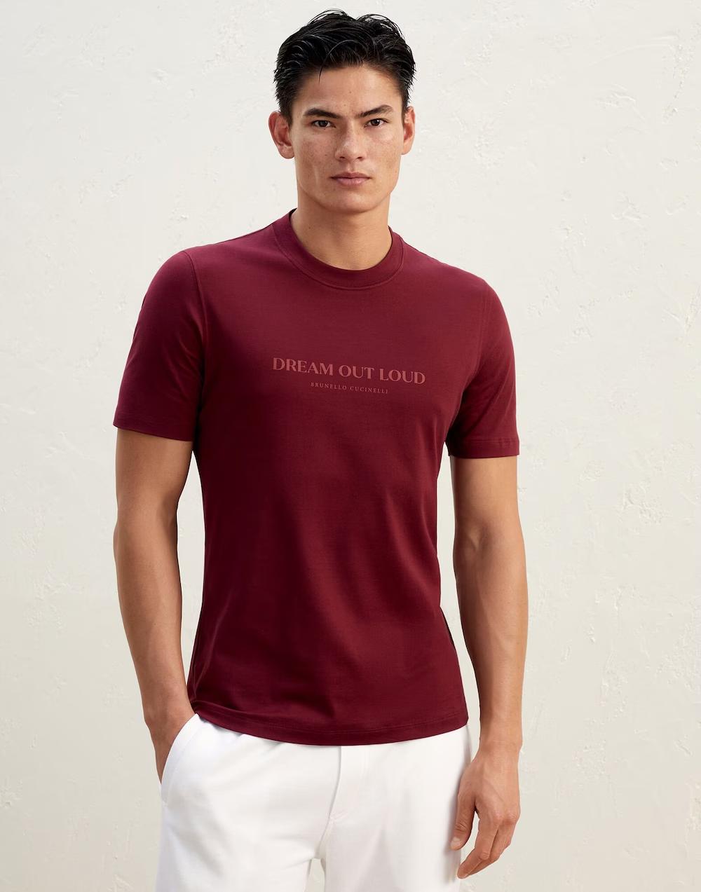 Brunello Cucinelli - Burgundy Cotton T-Shirt