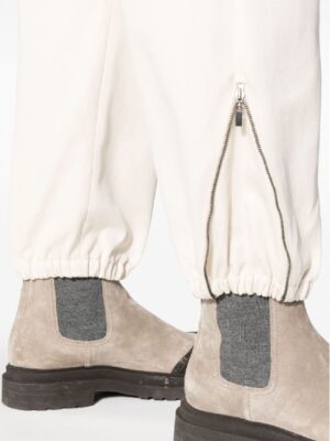 Beige Cotton Casual Pants
