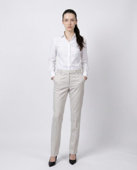 White Cotton Casual Pants