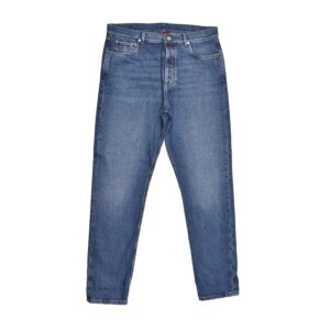 Blue Cotton Straight-Leg Jeans
