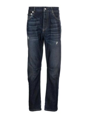Black Cotton Straight-Leg Jeans