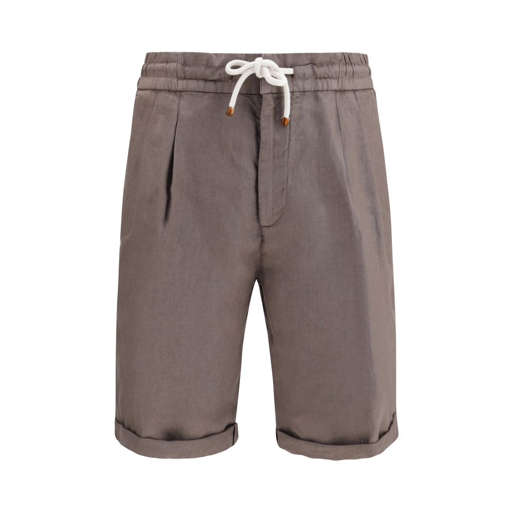 Brunello Cucinelli - Brown Linen Bermuda Shorts