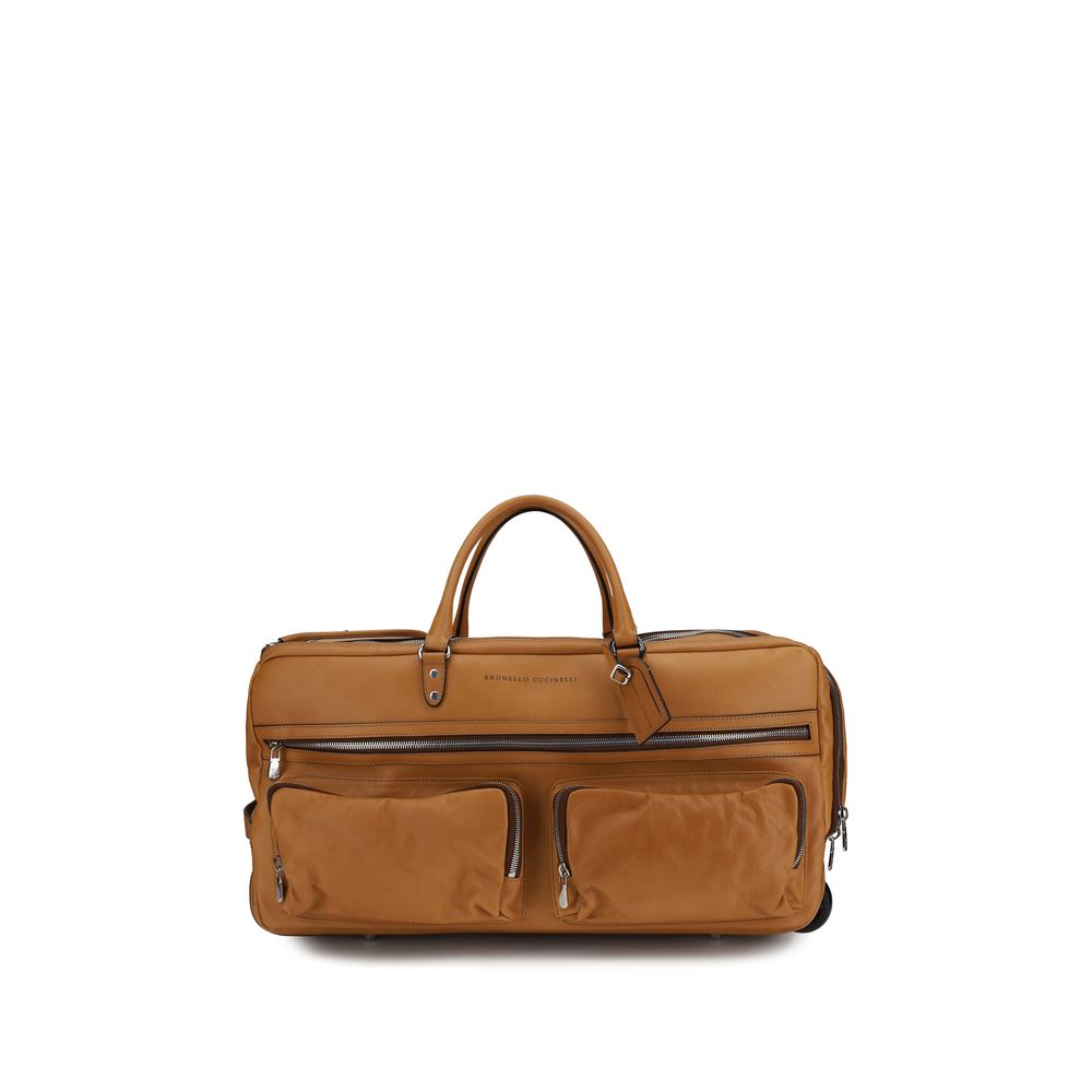 Brunello Cucinelli - Brown Calf Leather Bos Taurus Luggage And Travel