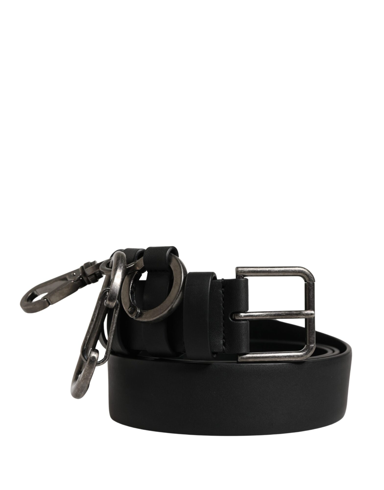 Dolce & Gabbana - Black Calf Leather Silver Metal Buckle Belt
