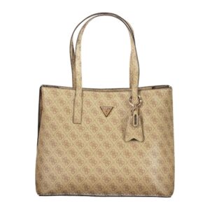 Beige Polyurethane Women Handbag