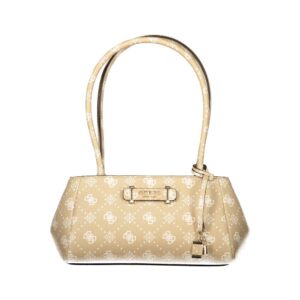 Beige Polyurethane Women Handbag