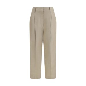 Beige Linen Casual Pants