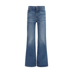 Blue Cotton Flared Jeans