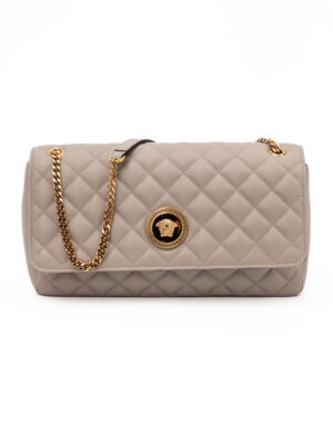 Taupe Quilted Leather Shoulder Strap Bag