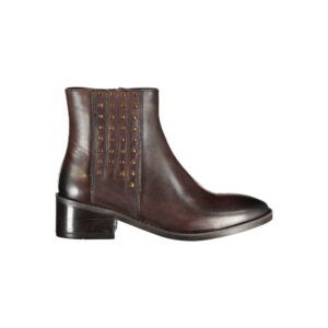Brown Polyester Ankle Boots
