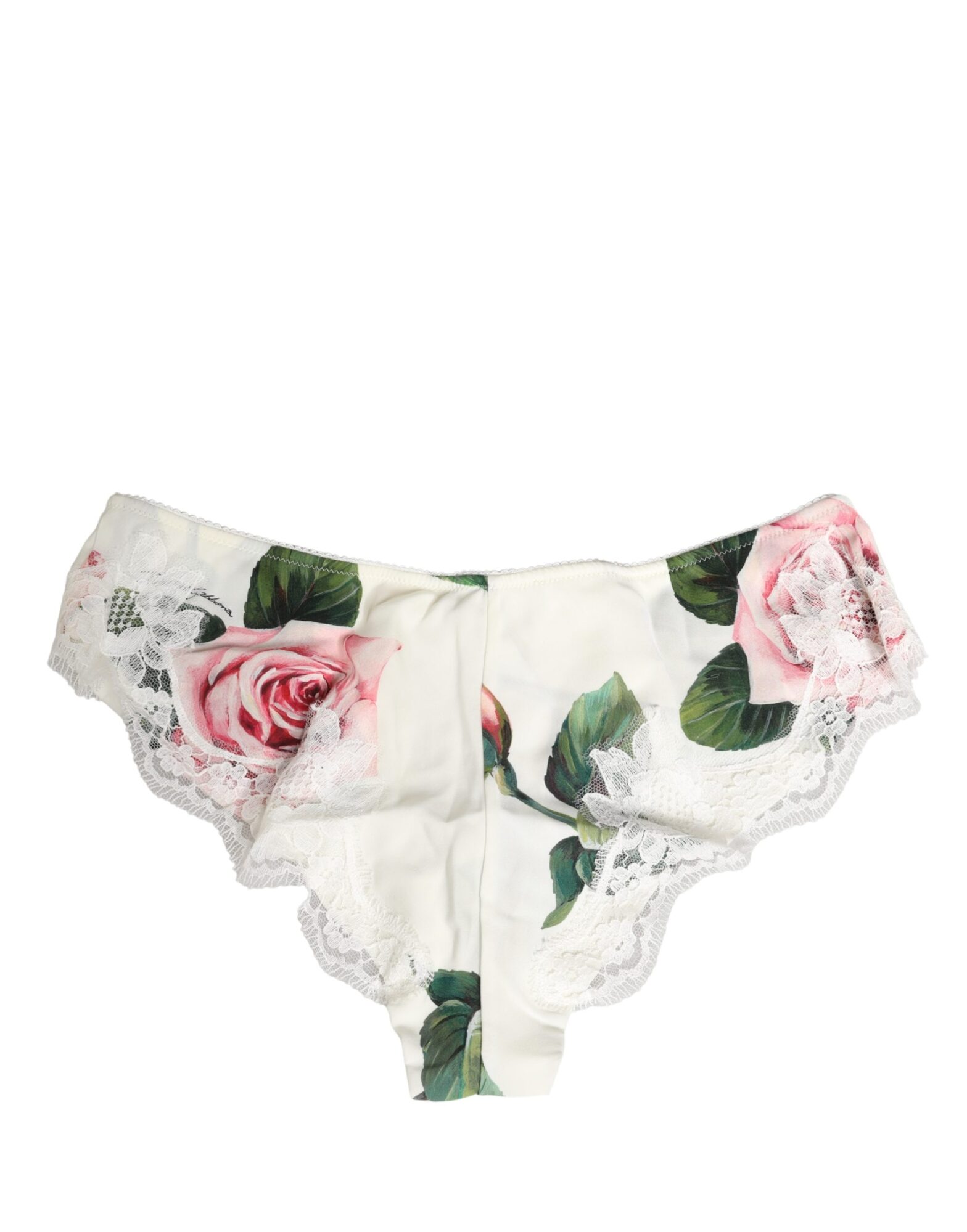 Dolce & Gabbana - White Silk Floral Lace Trim Panty Brief Underwear