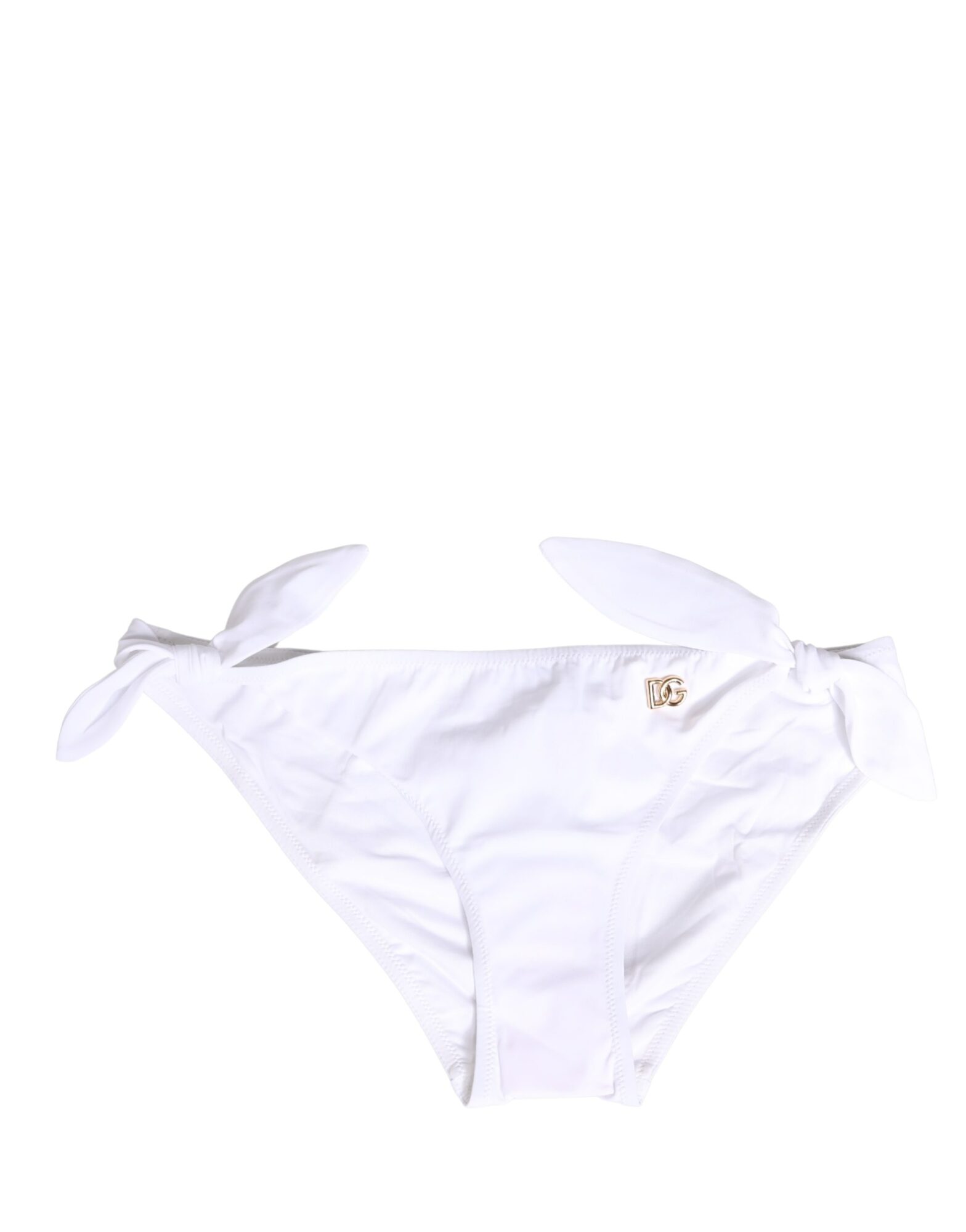 Dolce & Gabbana - White Nylon DG Logo Plaque Bikini Bottom Swimwear