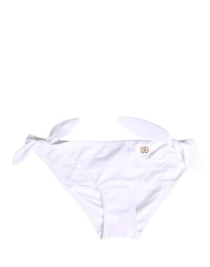White Nylon DG Logo Plaque Bikini Bottom Swimwear