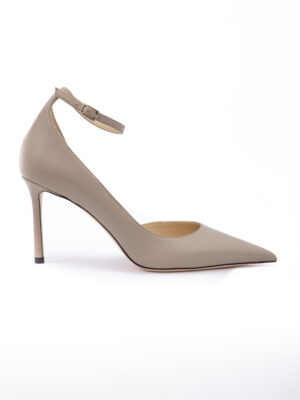Taupe Grey Calf Leather Leona 85 Pumps