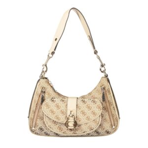 Beige Polyurethane Women Handbag