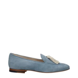 Light Blue Leather Slip-On Loafers