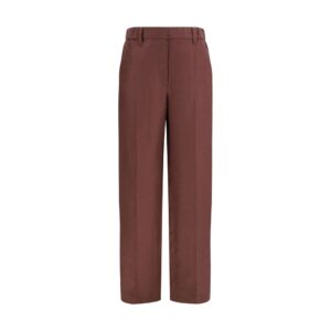 Brown Linen Casual Pants