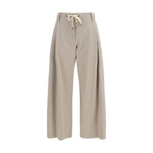 Beige Cotton Casual Pants
