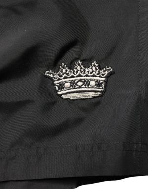 Black Polyester Drawstring Men Shorts Swimwear