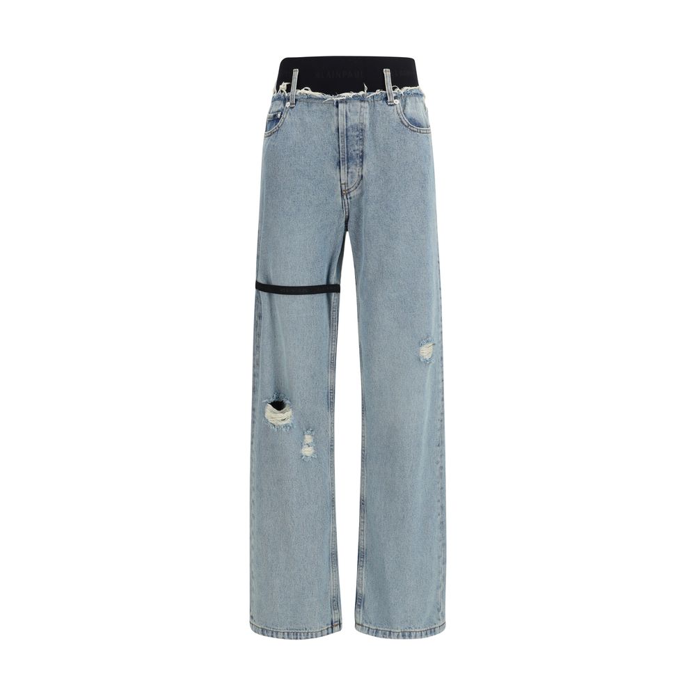 ALAINPAUL - Blue Cotton High-Waisted Jean