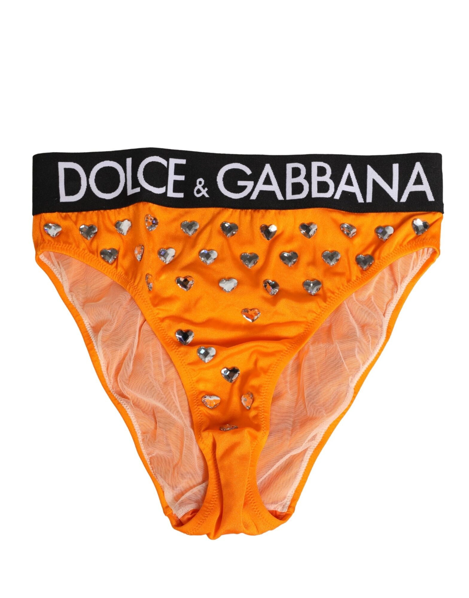Dolce & Gabbana - Orange Crystal High Waist Brief Panty Underwear