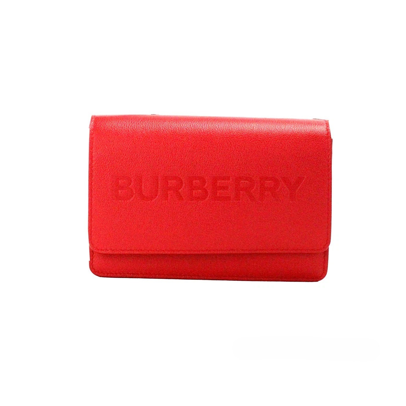 Burberry - Burberry Hampshire Small Red Embossed Logo Smooth Leather Crossbody Bag