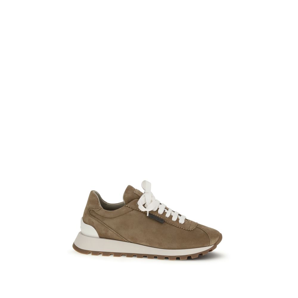 Brunello Cucinelli - Beige Calf Leather Bos Taurus Platform Sneakers