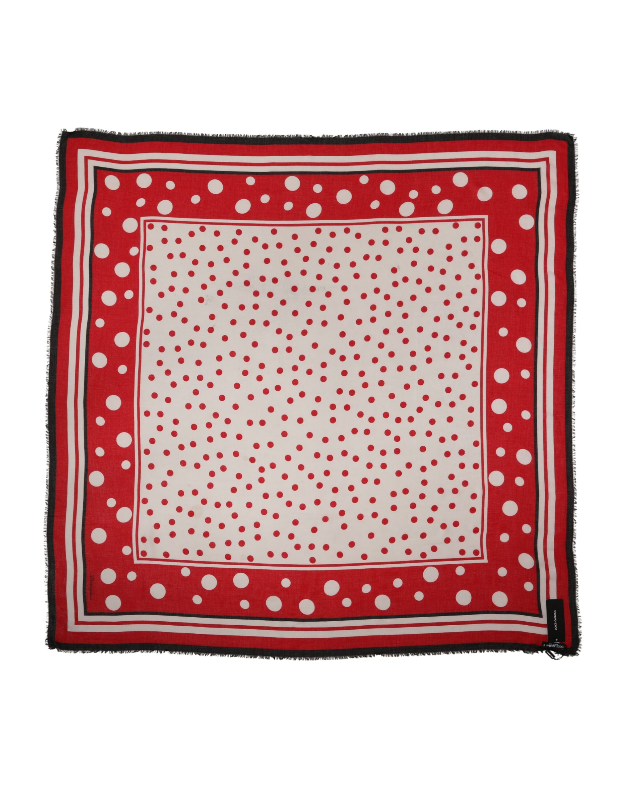 Dolce & Gabbana - Red Polka Dot Print Square Stole 130cm x 130cm Scarf