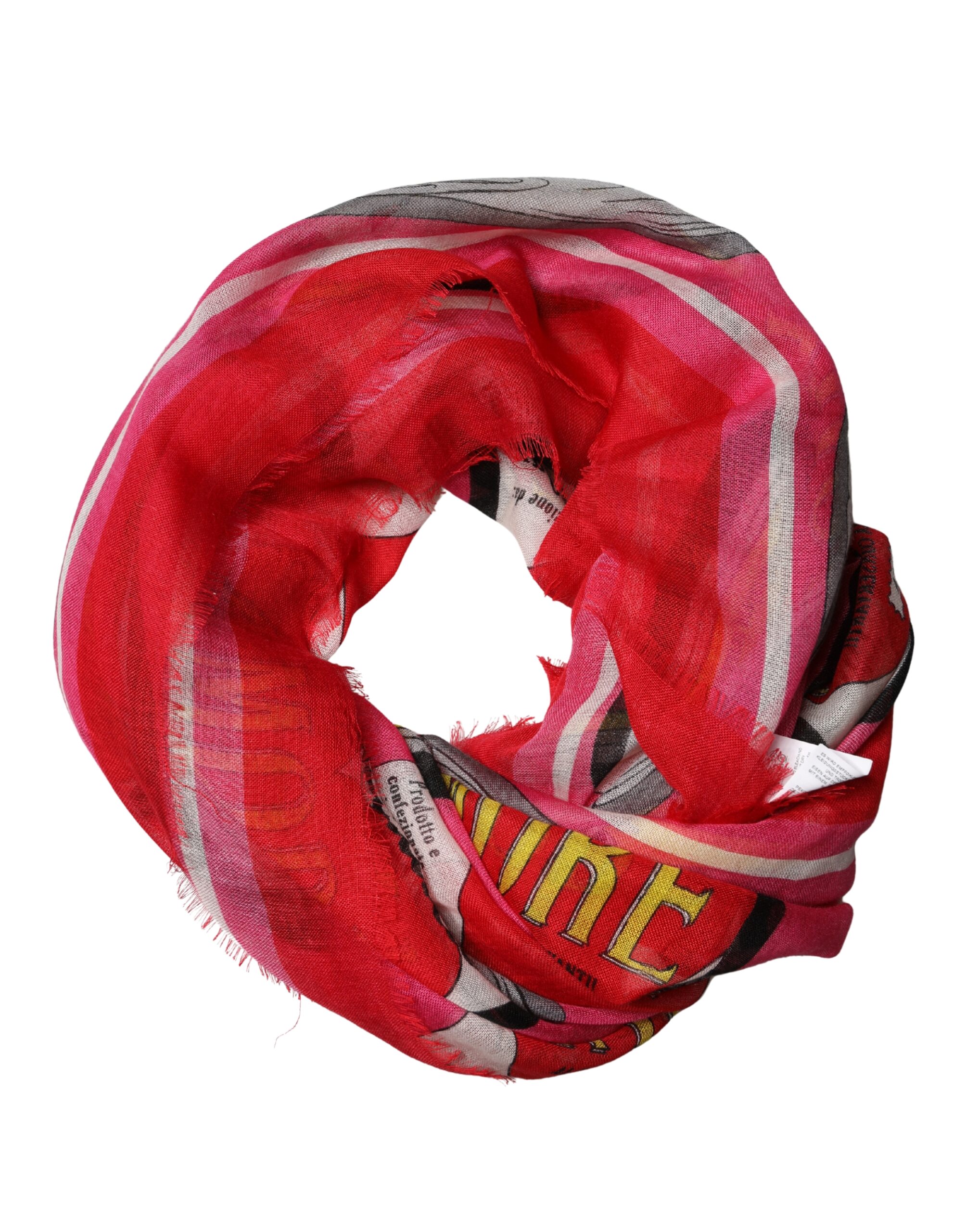 Dolce & Gabbana - Pink DG Amore Print Neck Square Shawl 140cm x 140cm Scarf