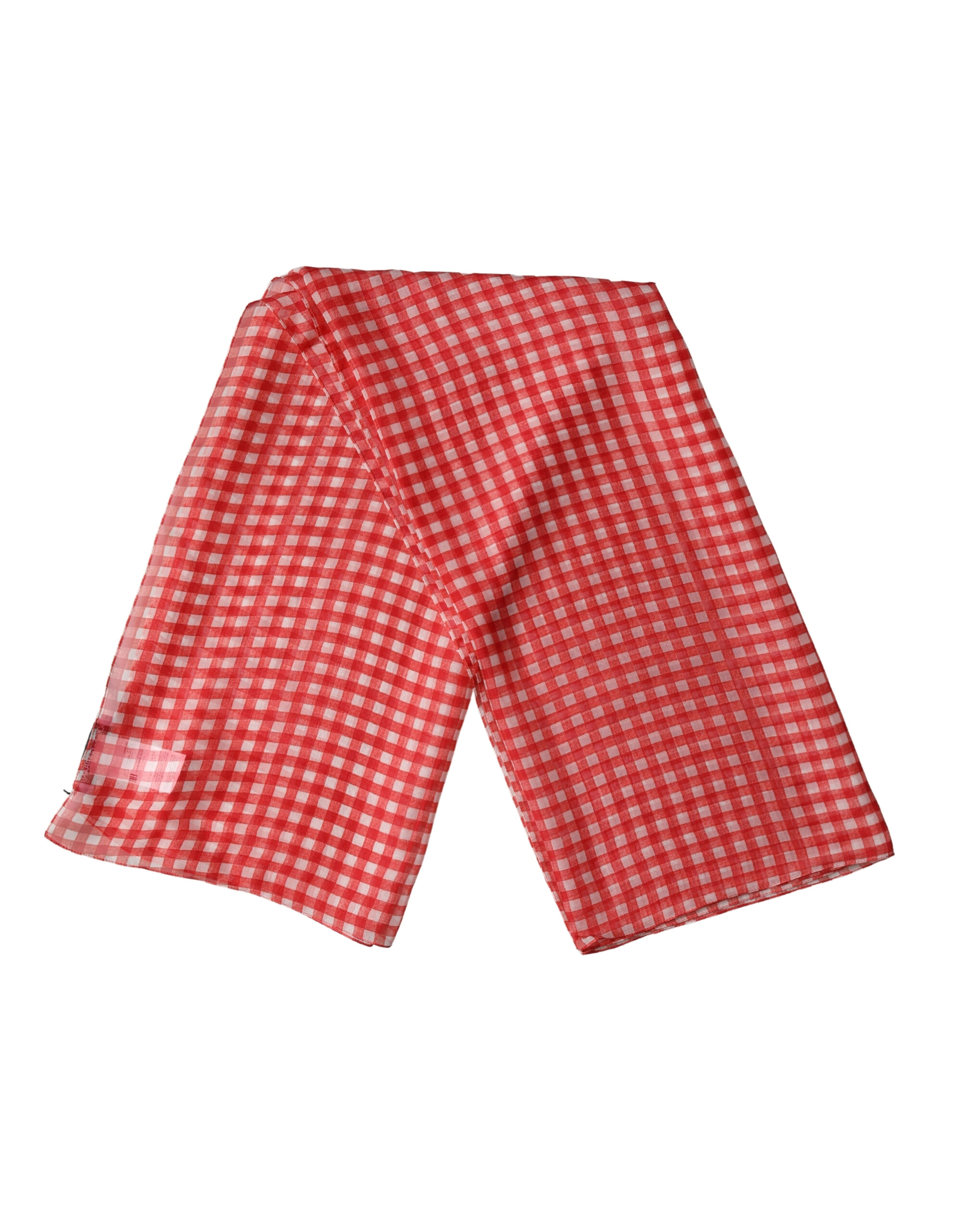 Dolce & Gabbana - White Red Check Silk Wrap Foulard 140cm x 136cm Scarf