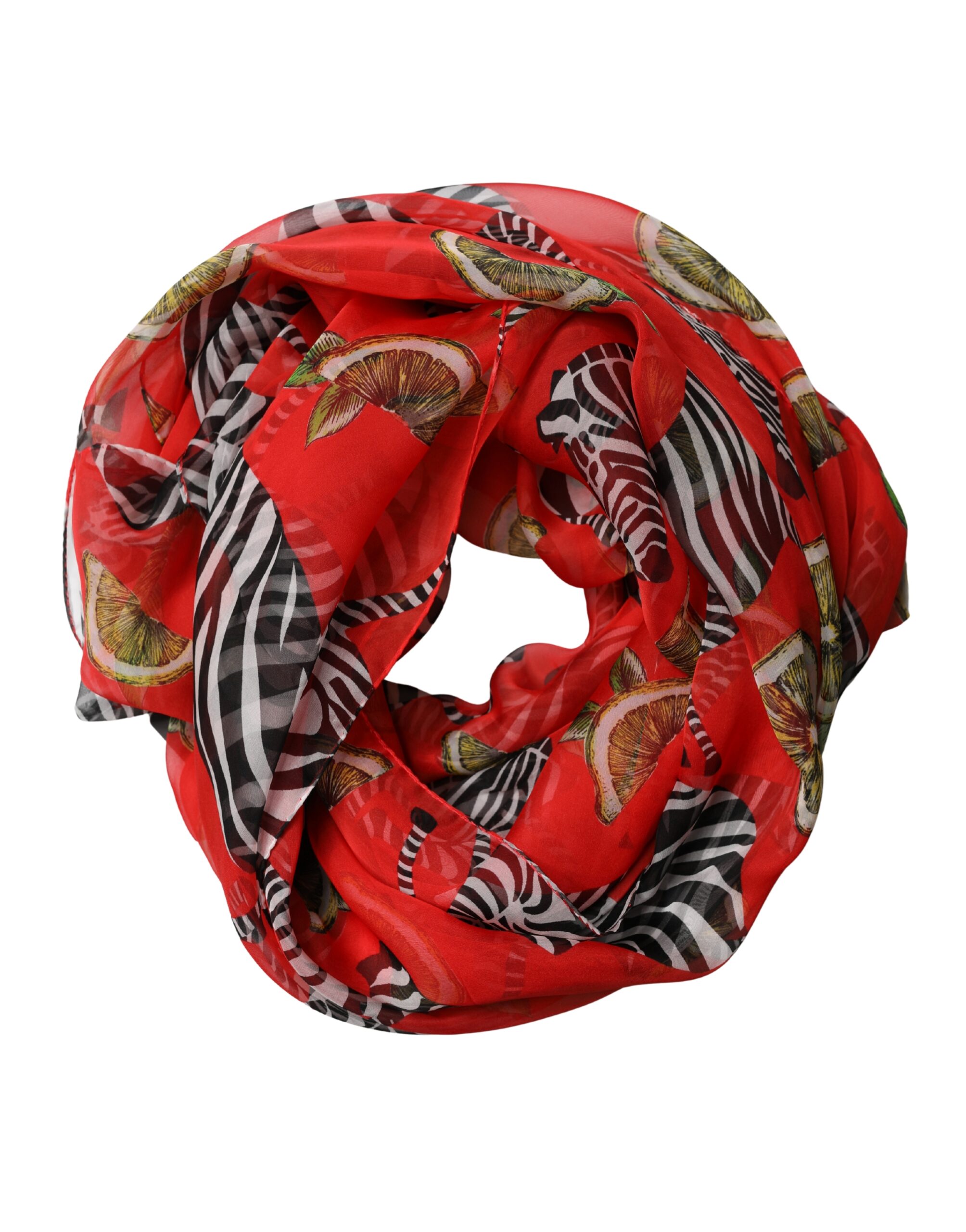 Dolce & Gabbana - Red Zebra Print Silk Wrap Shawl Stole 200cm x 132cm Scarf
