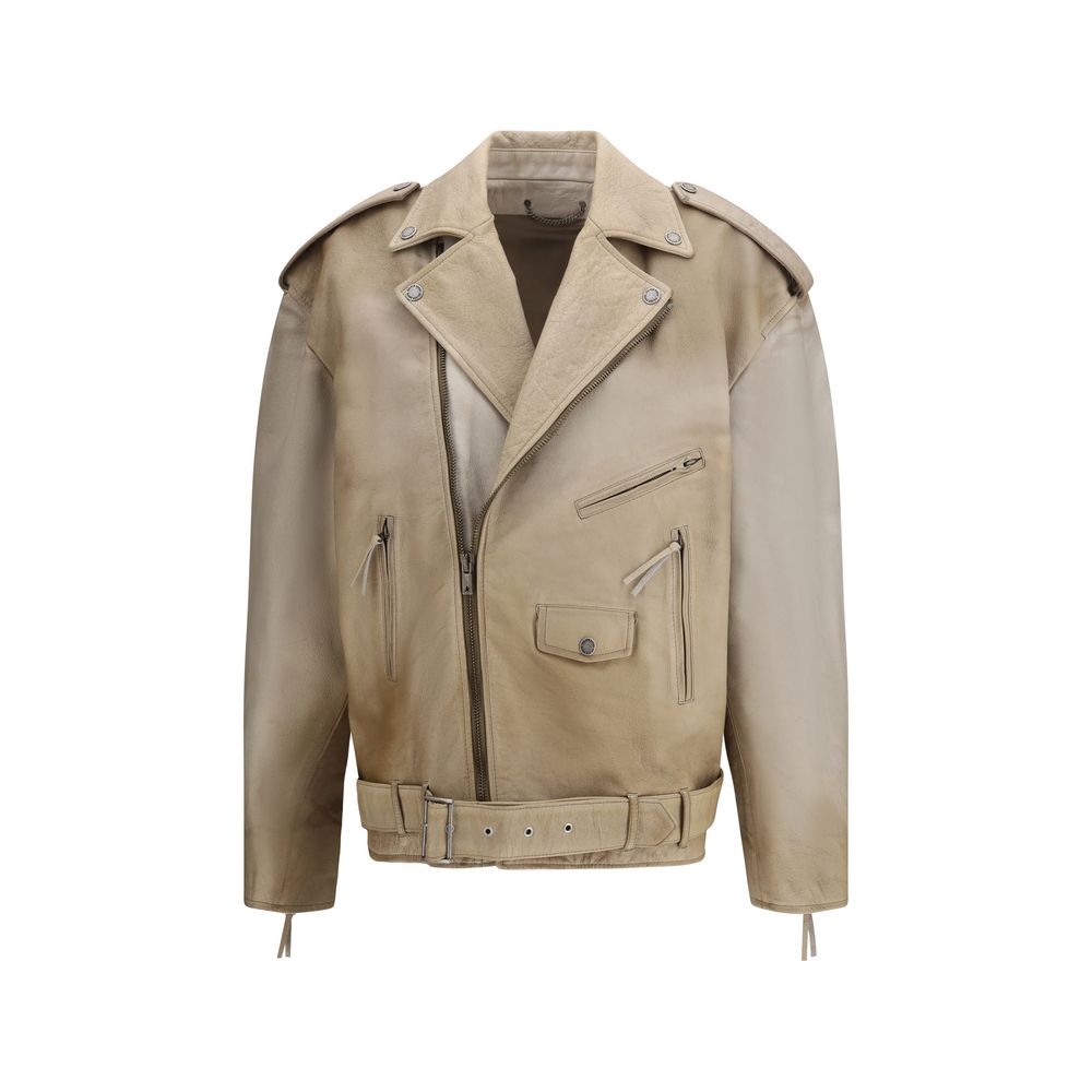 Golden Goose - Beige Buffalo Leather Biker Jacket