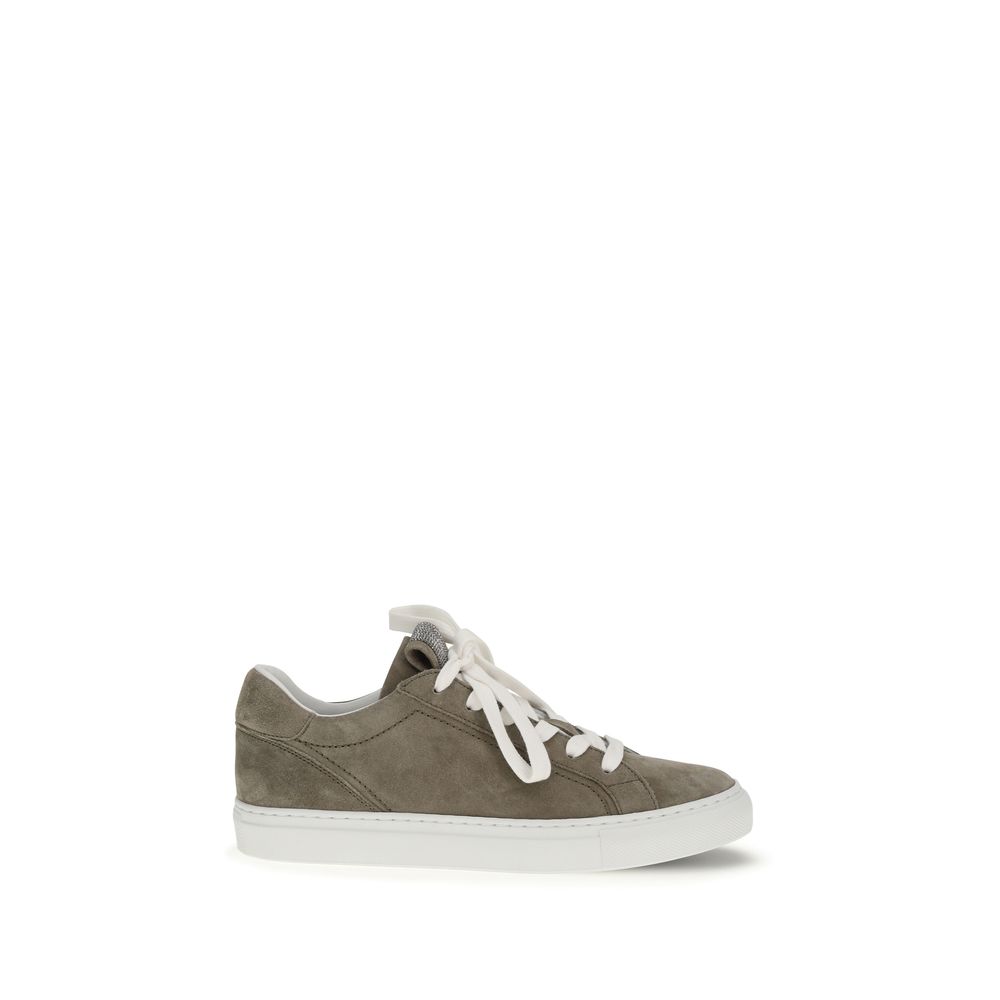 Brunello Cucinelli - Gray Calf Leather Bos Taurus Sneakers