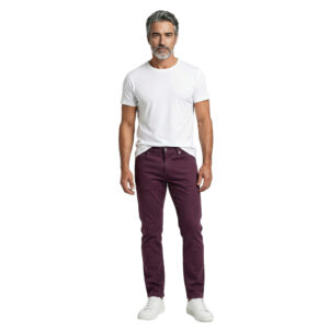 Burgundy Cotton Casual Pants