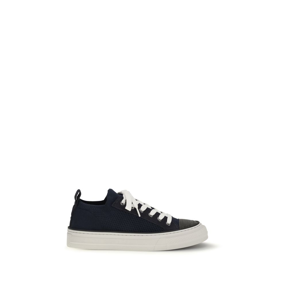 Brunello Cucinelli - Blue Cotton Low Top Sneakers