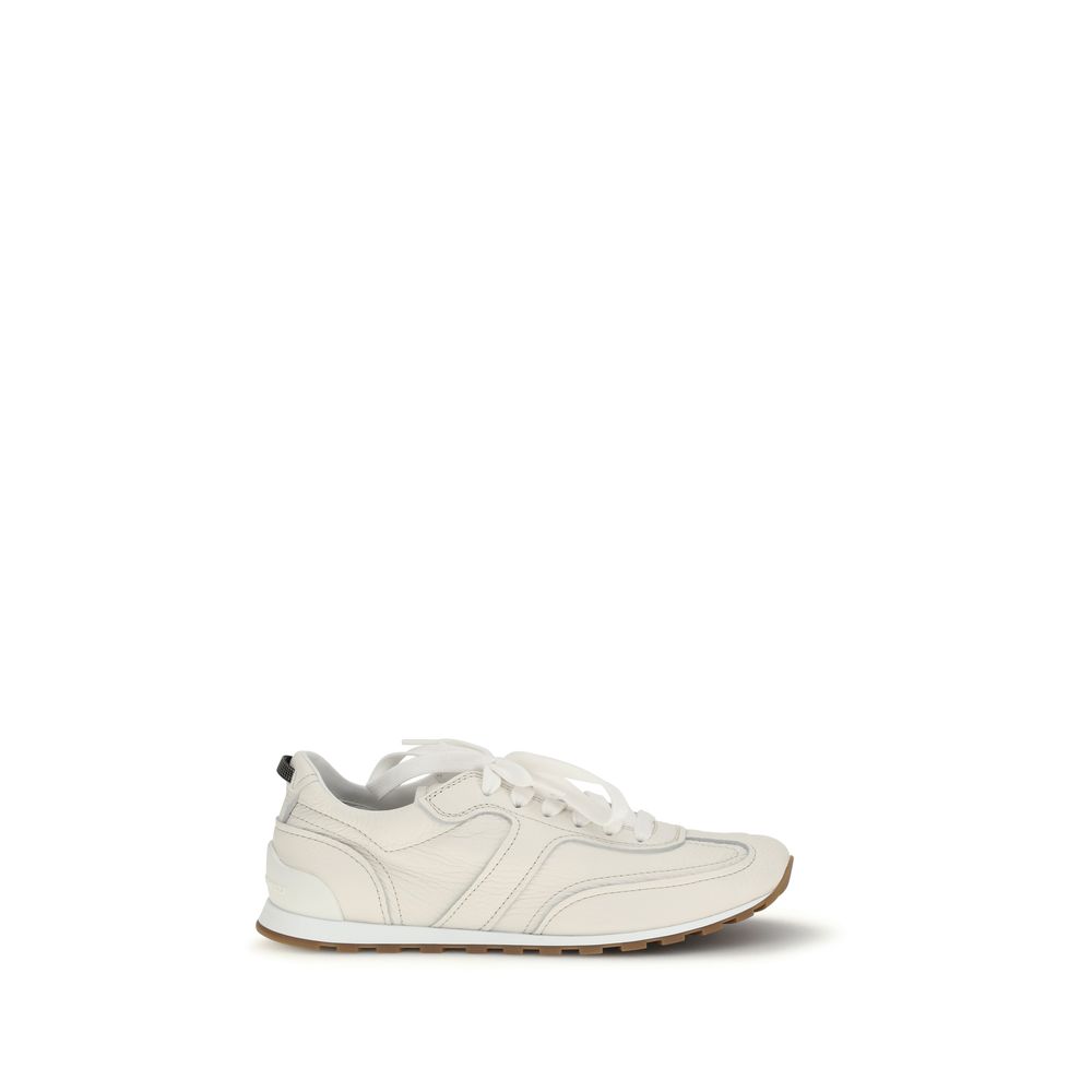 Brunello Cucinelli - White Calf Leather Bos Taurus Low Top Sneakers