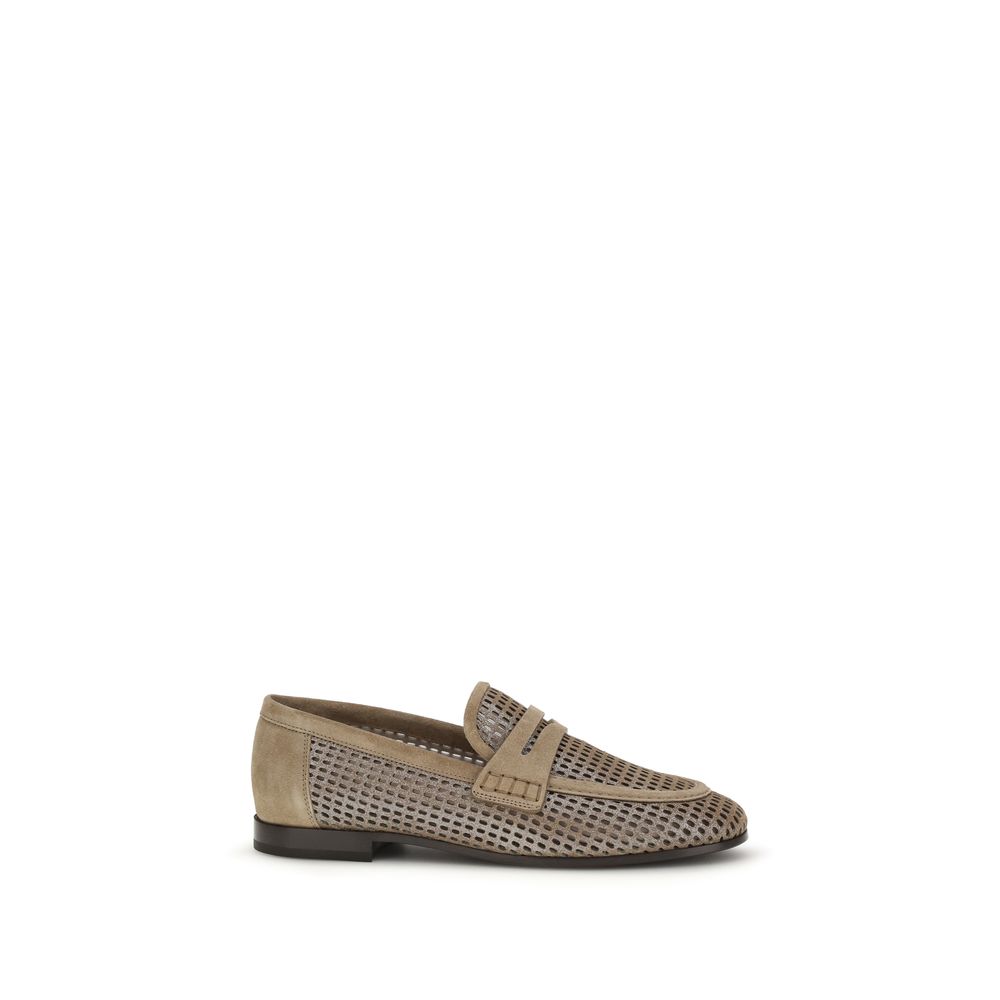 Brunello Cucinelli - Beige Calf Leather Bos Taurus Slip-On Loafers