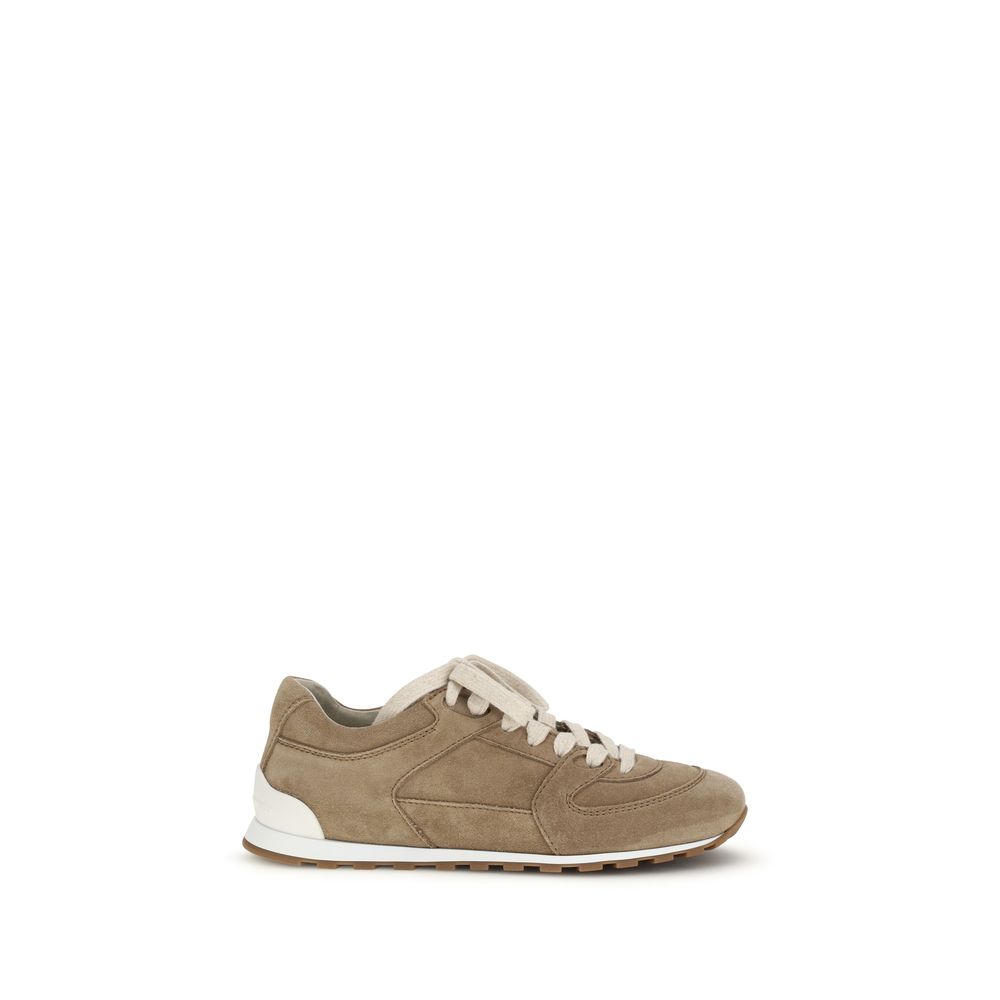 Brunello Cucinelli - Beige Calf Leather Bos Taurus Low Top Sneakers