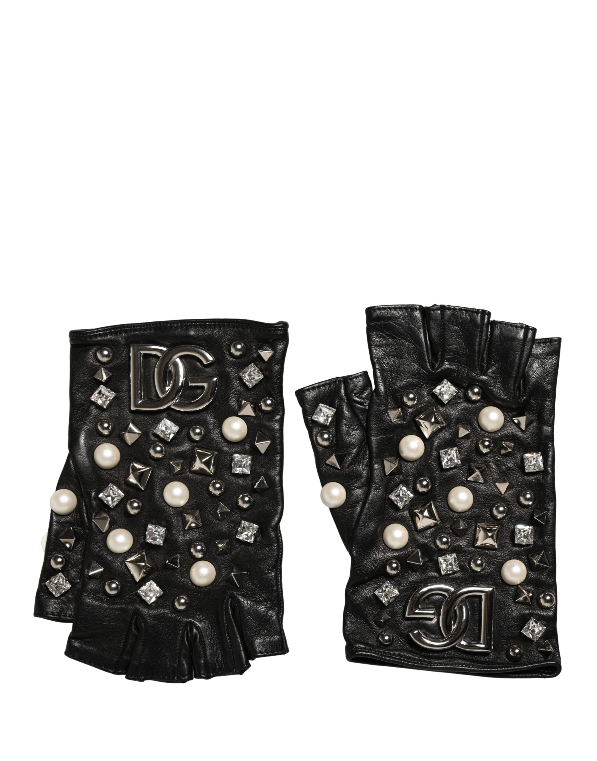 Dolce & Gabbana - Black Pearl Embellished Wrist Length Gloves