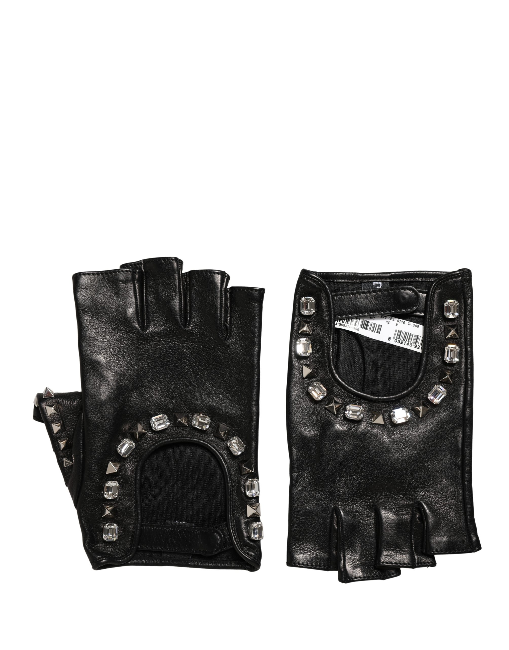Dolce & Gabbana - Black Embellished Wrist Length Mitten Women Gloves