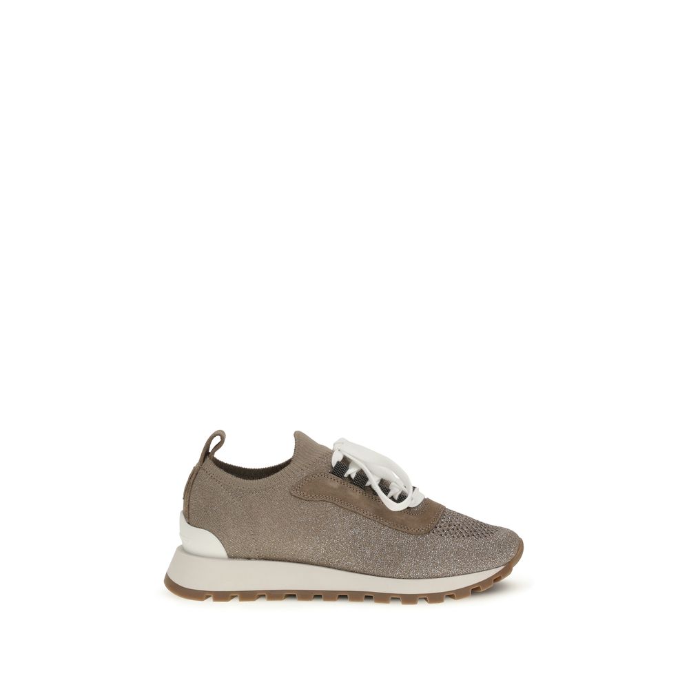 Brunello Cucinelli - Beige Cotton Chunky Sneakers