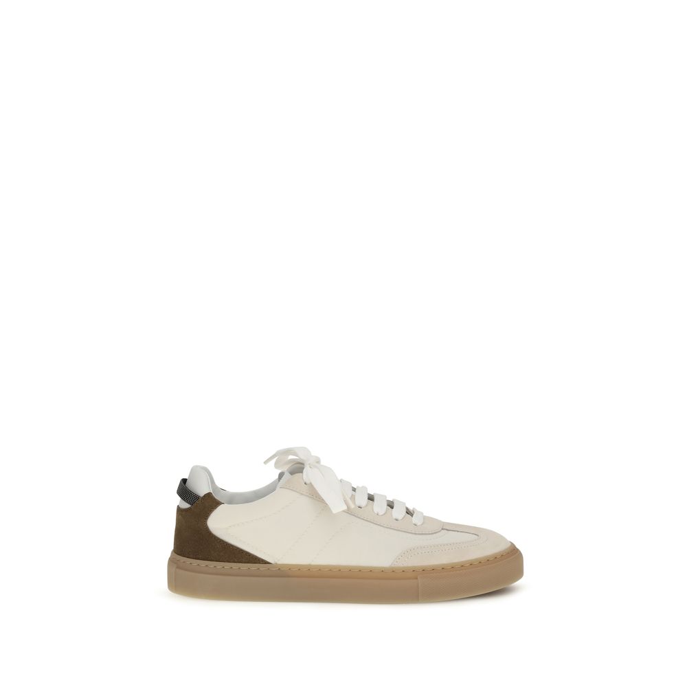 Brunello Cucinelli - Beige Calf Leather Bos Taurus Low Top Sneakers