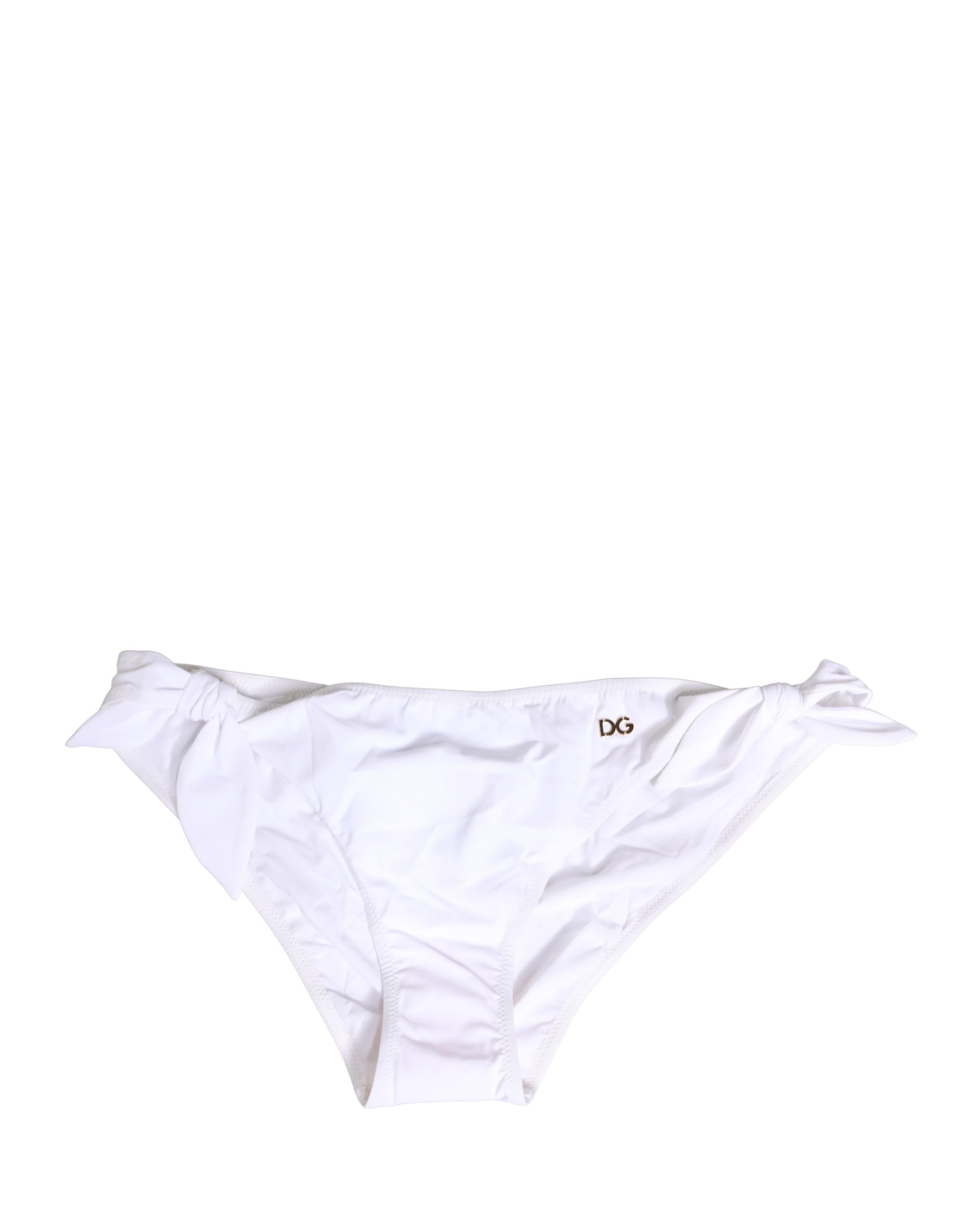 Dolce & Gabbana - White Nylon DG Logo Plaque Bikini Bottom Swimwear