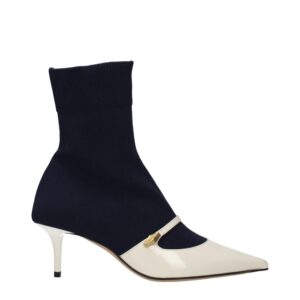Blue Fabric Ankle Boots