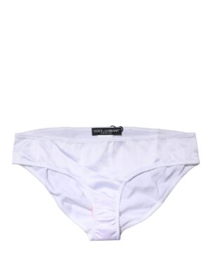 White Silk Stretch Mid Waist Brief Panty Underwear