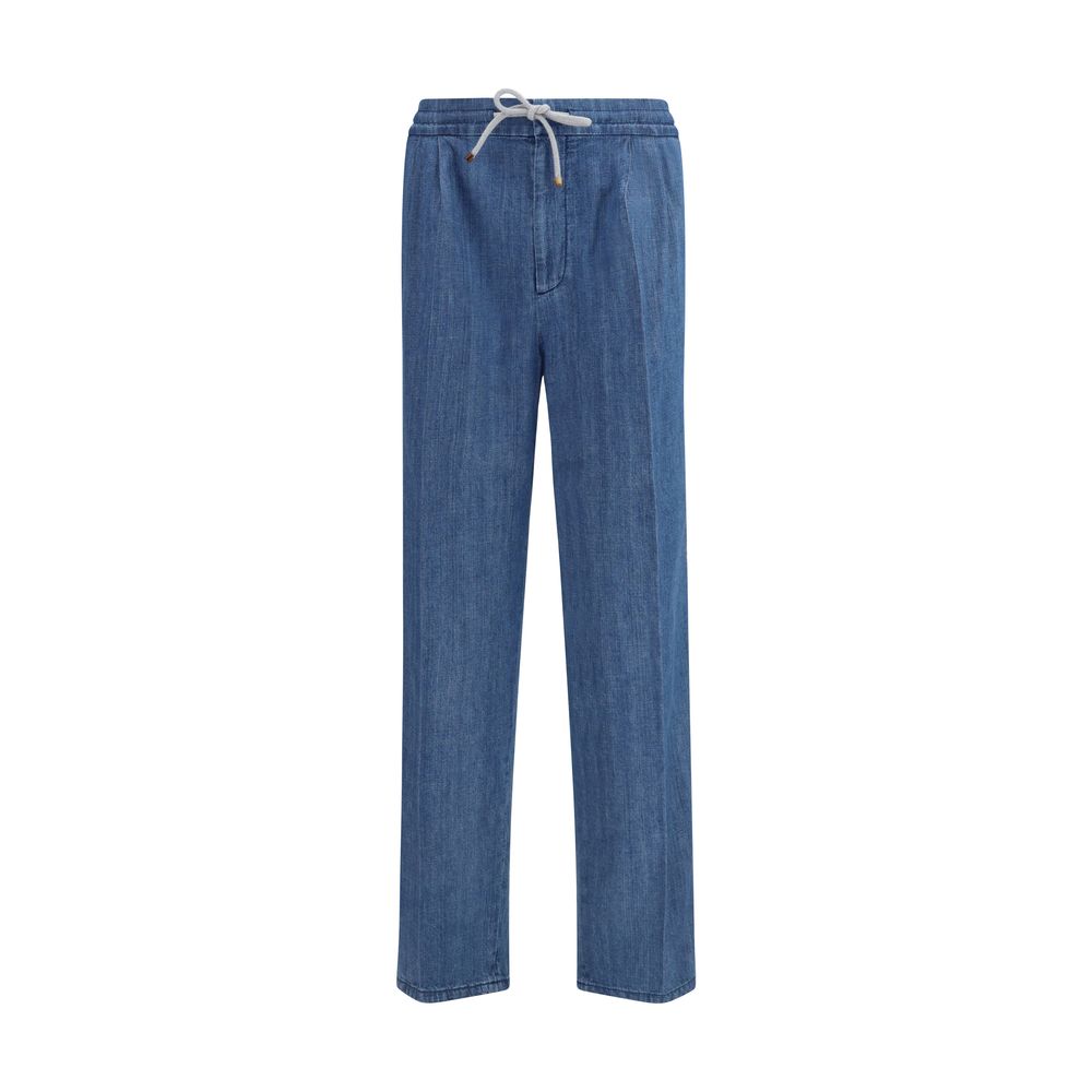 Brunello Cucinelli - Blue Cotton Casual Pants